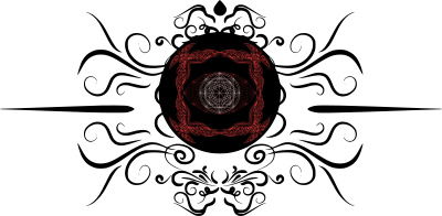 Filigree decorative banner with an eye as the centrepiece.